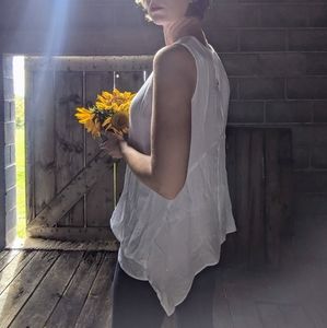 White Gauzy Sleeveless Tunic